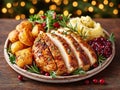 a full Christmas dinner plate Royalty Free Stock Photo