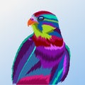 Colorful bird pop art portrait vector illustration