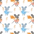 Seamless pattern with cute mouses Royalty Free Stock Photo