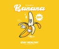 Retro Poster cartoon character of banana Graphic Design for T shirt Street Wear and Urban Style