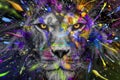 Full colors Lion , wildlife animal ink , modern abstract art