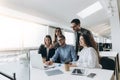 Full concentration at work. Corporate team working colleagues working in modern office Royalty Free Stock Photo