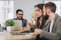 Full concentration at work. Corporate team working colleagues working in modern office Royalty Free Stock Photo