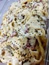 Full of creamy sauce on fettucine carbonara Royalty Free Stock Photo