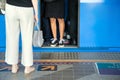 Full crowded passengers packed in skytrain