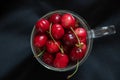 full cup with cherries, sweet cherries