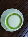 A cup of tea green white milk good taste clean food thailand