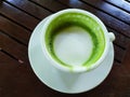 A cup of tea green white milk good taste clean food thailand