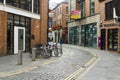 A full cycle stand in a side street in Belfast`s popular Cathedral Quarter in Northern Ireland