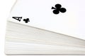 Full deck of playing cards with ace of clubs on top Royalty Free Stock Photo