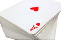 Full deck of playing cards with ace of hearts on top Royalty Free Stock Photo