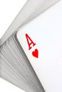 Full deck of playing cards with ace of hearts on top Royalty Free Stock Photo