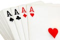 Full deck of playing cards with four aces on top Royalty Free Stock Photo
