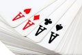 Full deck of playing cards with four aces on top Royalty Free Stock Photo