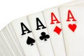 Full deck of playing cards with four aces on top Royalty Free Stock Photo