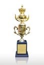 Full decoration golden trophy isolated Royalty Free Stock Photo