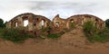 Full 360 degree panorama in equirectangular spherical projection ruined old medieval castle, VR content
