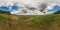 Full 360 degree seamless panorama in equirectangular spherical equidistant projection. Panorama view in a field in beautiful day