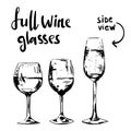 Full different wine glasses Royalty Free Stock Photo