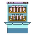 Full dishwasher icon color outline vector