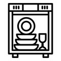 Full dishwasher icon, outline style