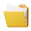 Full documents folder high quality 3D render illustration. File organisation and protection concept computer icon.