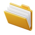 Full documents folder high quality 3D render illustration. File organisation and protection concept computer icon.