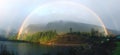 Full Double Rainbow Over Lake Royalty Free Stock Photo