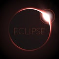 Full eclipse vector illustration. Eclipse with ring of sun in deep space. Full Solar eclipce.