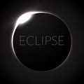 Full eclipse vector illustration. Eclipse with ring of sun in deep space. Full Solar eclipce. Royalty Free Stock Photo