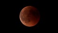 Full eclipsed moon in orange color, black sky