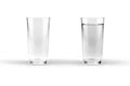 Full and empty glass of water mockup isolated on white background. Royalty Free Stock Photo