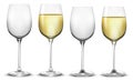 Full and empty white wine glasses. Vector Royalty Free Stock Photo