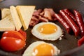 Full english breakfast in pan. Royalty Free Stock Photo