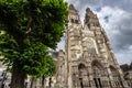 Full facade of cathedral of saint-Gatien in Tours