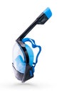 Full Face blue Snorkel Mask on white background, isolate Royalty Free Stock Photo