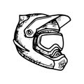 Full face helmet. Motocross, Downhill, MTB, hemet. Vector sketch