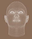 Full-face wireframe render young woman