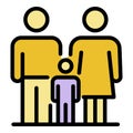 Full family icon color outline vector