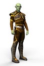 Full figure alien man wearing futuristic clothing