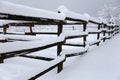 Empty corral on a beautiful snowy winter day Royalty Free Stock Photo