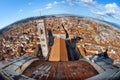 Full fisheye aerial view of Florence town center Italy