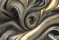 Full frame abstract melted gold and silver background - AI Generated