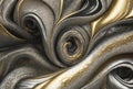 Full frame abstract melted gold and silver background - AI Generated Royalty Free Stock Photo