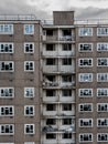 Full frame architecture of an abandoned 1960s tower block Royalty Free Stock Photo