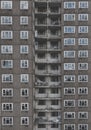 Full frame architecture of an abandoned 1960s concrete tower block Royalty Free Stock Photo