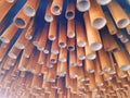 Background of Ceiling Decoration with Bamboo Sticks Royalty Free Stock Photo