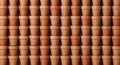 Wall of Terracotta Flower Pots Background Pattern Royalty Free Stock Photo