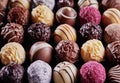 Full frame background of luxury chocolate bonbons Royalty Free Stock Photo