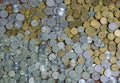 Full frame background with mixed coins. Royalty Free Stock Photo